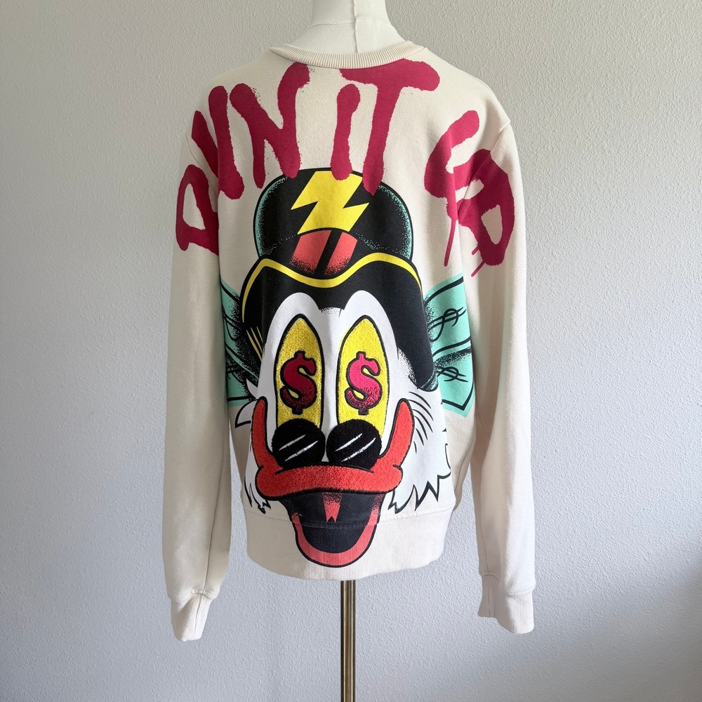 Genuine‎ Authentic Garments Run It Up Duck Graphic Sweatshirt Cream Unisex S